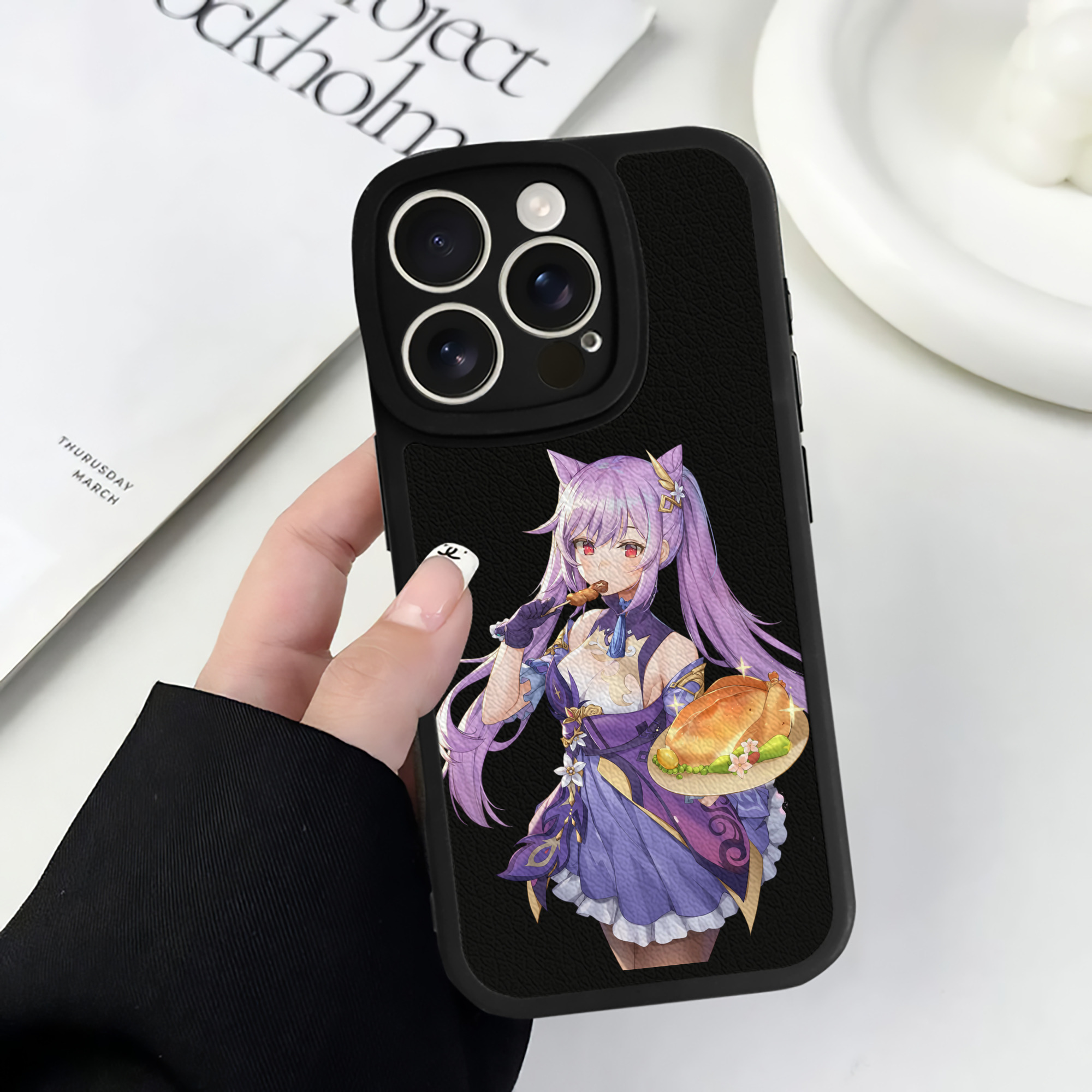 げんし神 刻晴 こくせい genshin Kokusei 【iPhone 16シリーズ対応】シリコンスマホケース（レザー調） 材質：シリコン